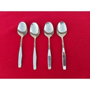 4 IS Supreme Swirl 6 3/4" Oval Soup Spoons Stainless Steel